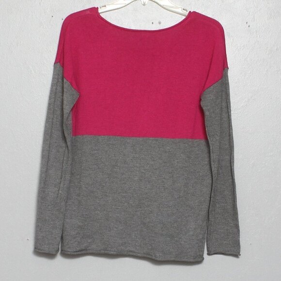 Splendid viscose cashmere blend color block pink gray sweater - Picture 2 of 5